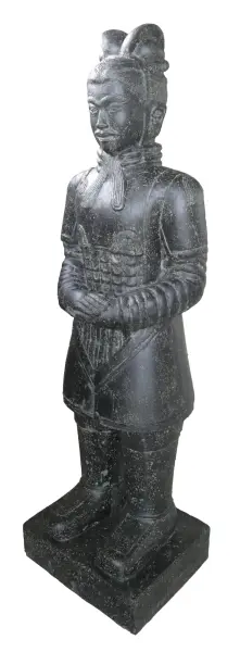 Product image of the product “Chinese warrior, standing, 150 cm height, cast stone, handcrafted & coloured 150 cm”